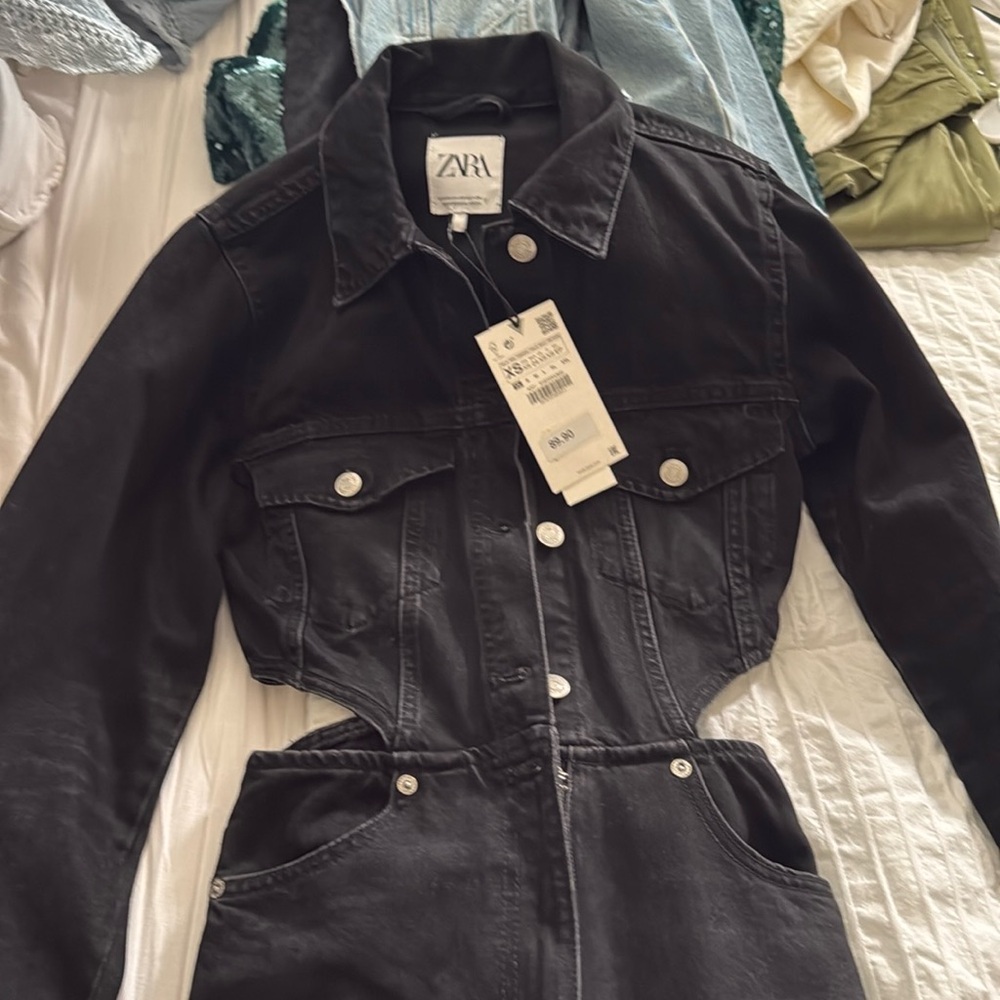 Zara xs denim jumpsuit
